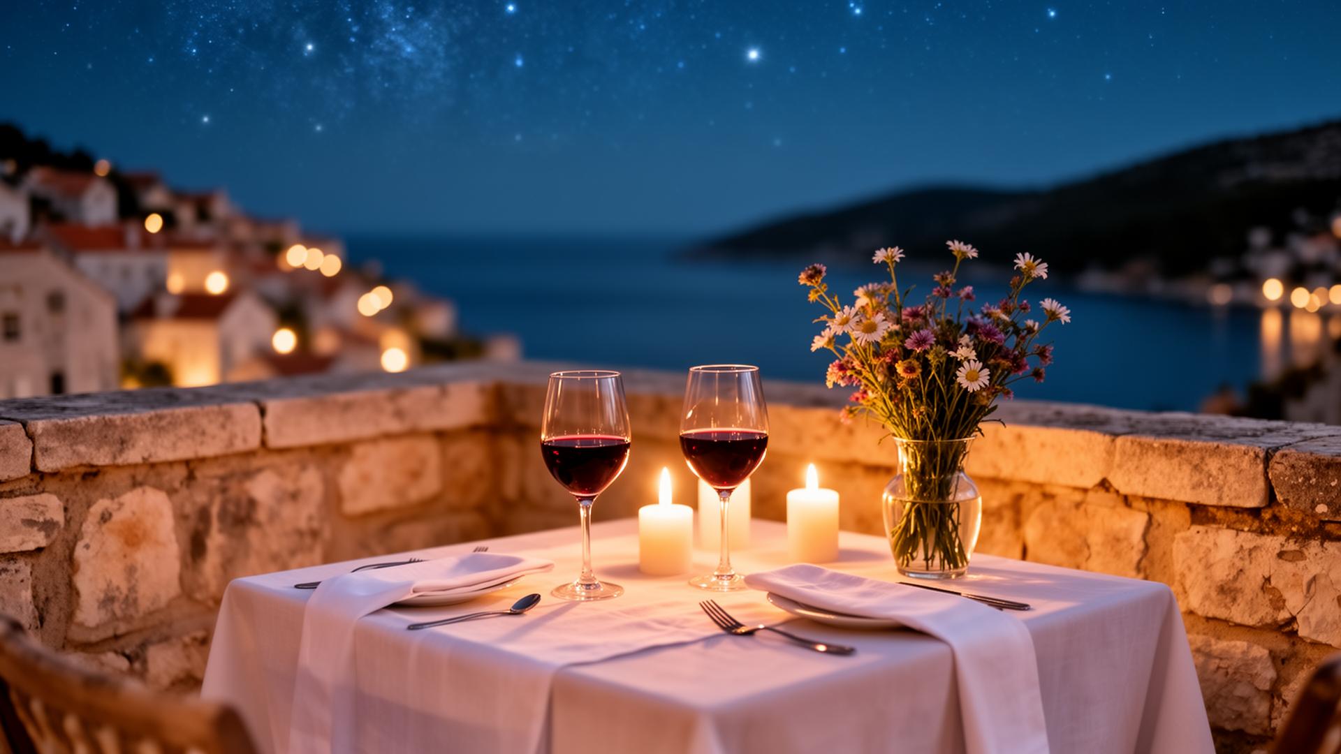 Candlelit dinner under the stars on Korčula